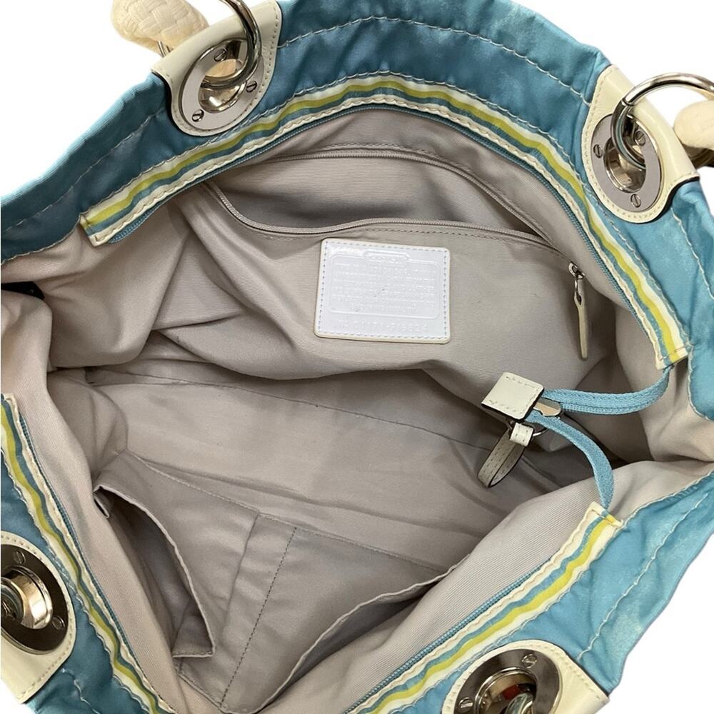 Coach Rope Beach Nylon Shoulder Bag Multicolor Striped Tote Bag F16624 - Picture 4 of 9